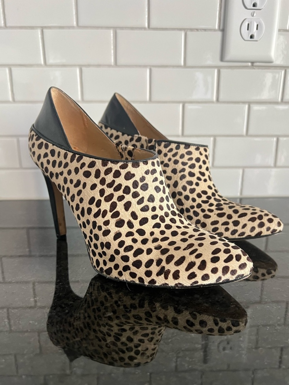 Ann Taylor black and brown animal print heels